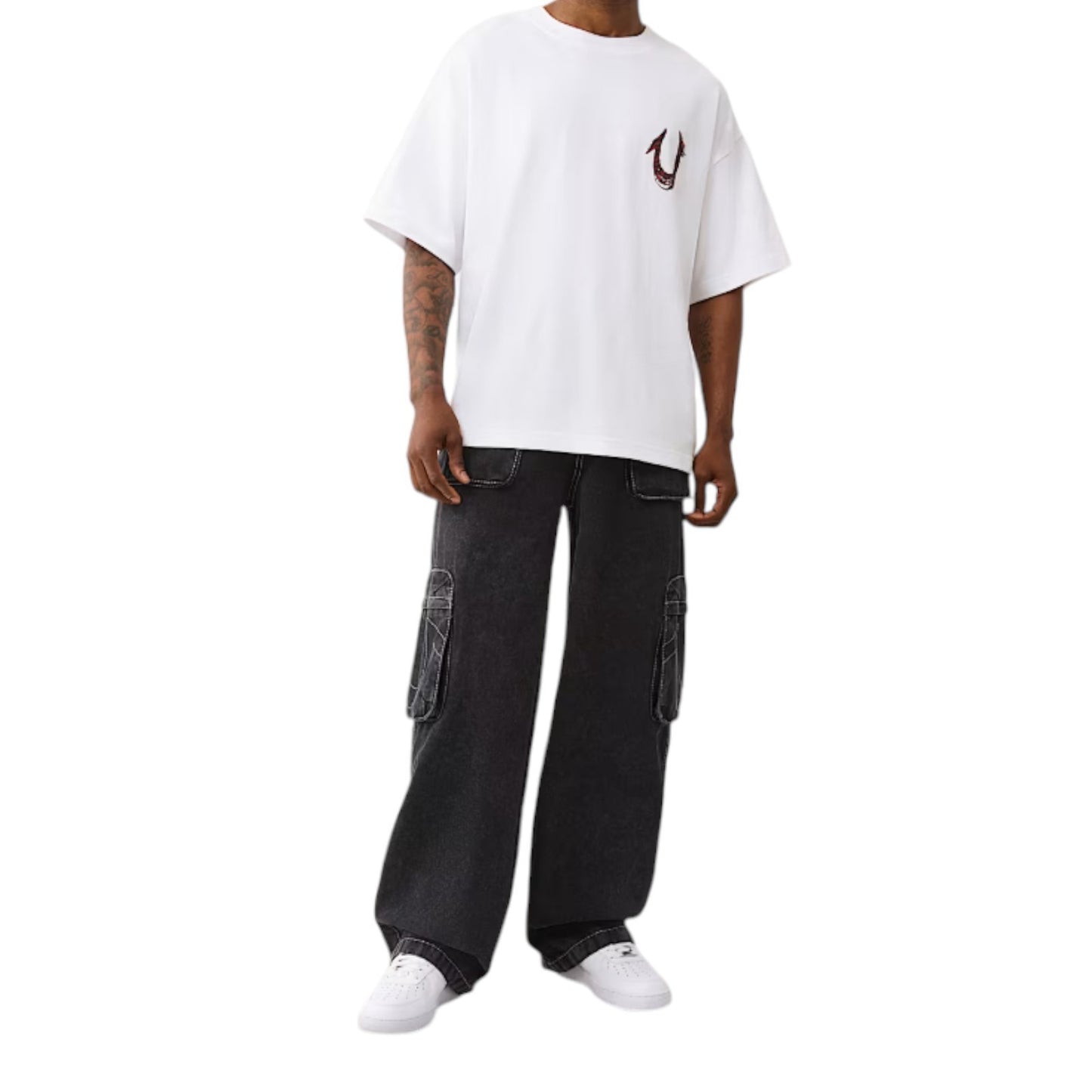 True Religion Carpenter Pants Big T & Super T Baggy Cargo Pants, Black or Canvas
