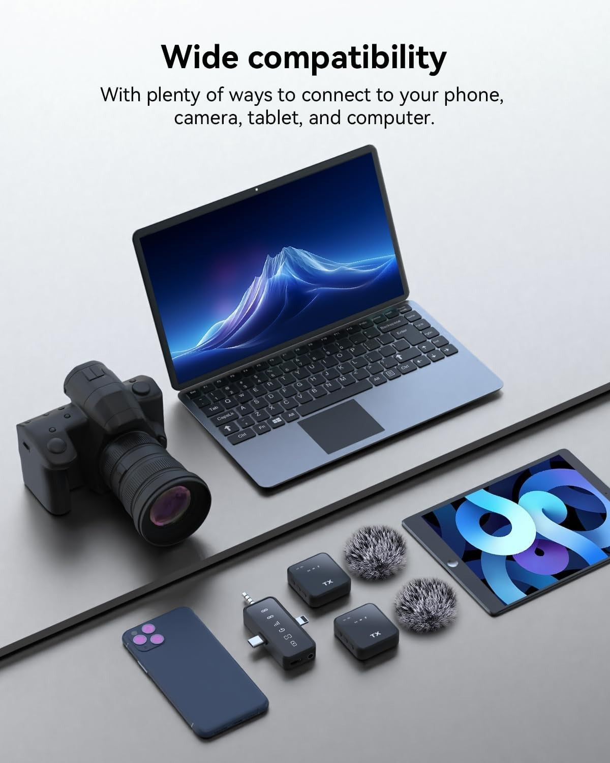 Wireless Lavalier Microphone PQRQP 3 In 1 For iPhone/Android/Camera