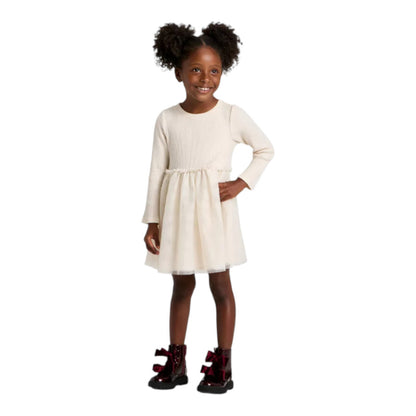 Toddler Girls' Long Sleeve Sparkle Ribbed Tulle Dress - Cat & Jack
