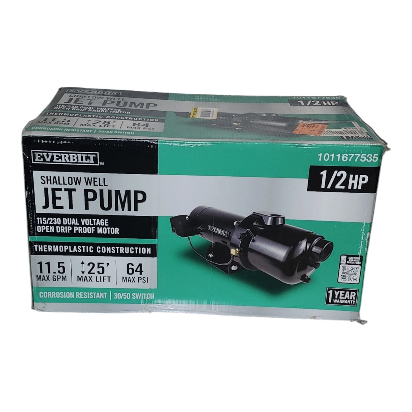 Everbilt 1/2 HP Thermoplastic Shallow Well Jet Pump 1011677535