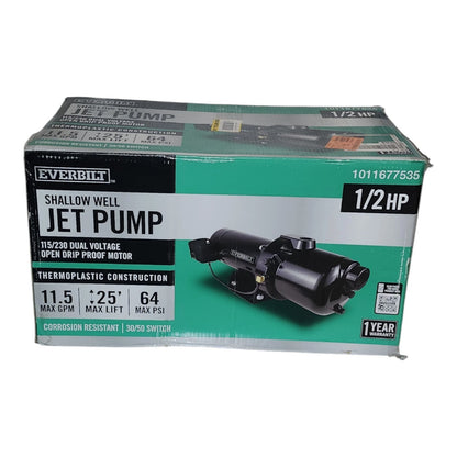 Everbilt 1/2 HP Thermoplastic Shallow Well Jet Pump 1011677535