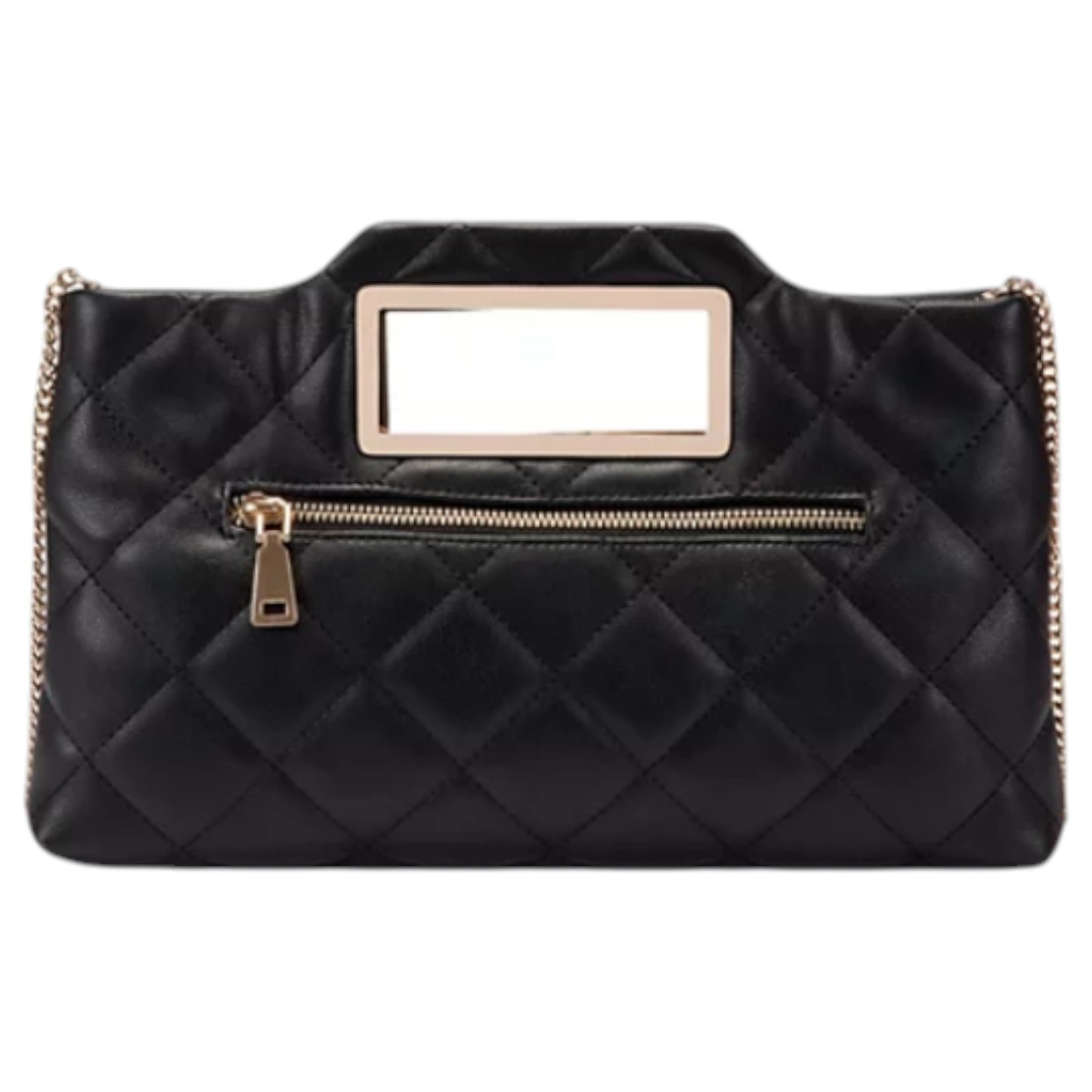 INC Juditth open handle quilted faux-leather clutch shoulder bag -BLACK