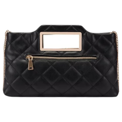 INC Juditth open handle quilted faux-leather clutch shoulder bag -BLACK