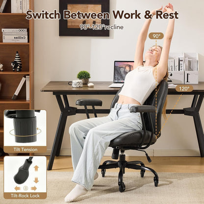 YFO Home Office Desk Chair Office Rubber Casters Ergonomic Computer Chair Black