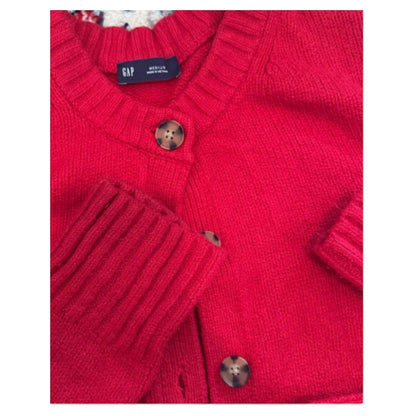 Gap Womens Cozy Button-Front Cashsoft Cardigan - Red - (L Petite) Chunky Knit