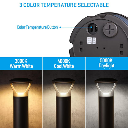 LEONLITE 3CCT LED Bollard Landscape Pathway Light, 42" 14W/19W/24W Adjustable Wt