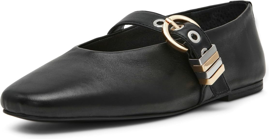 Steve Madden Lucia Mary Jane Ballet Flat - Black Leather - Women's 8.5