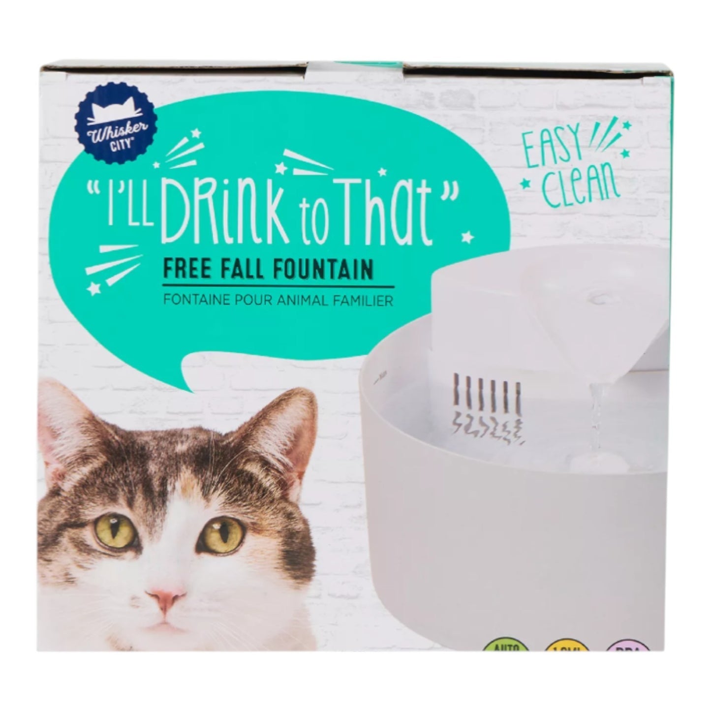 Whisker City Pet Free Fall Fountain 50 fl oz PLUS GIFTS!! PERFECT For Your Pet