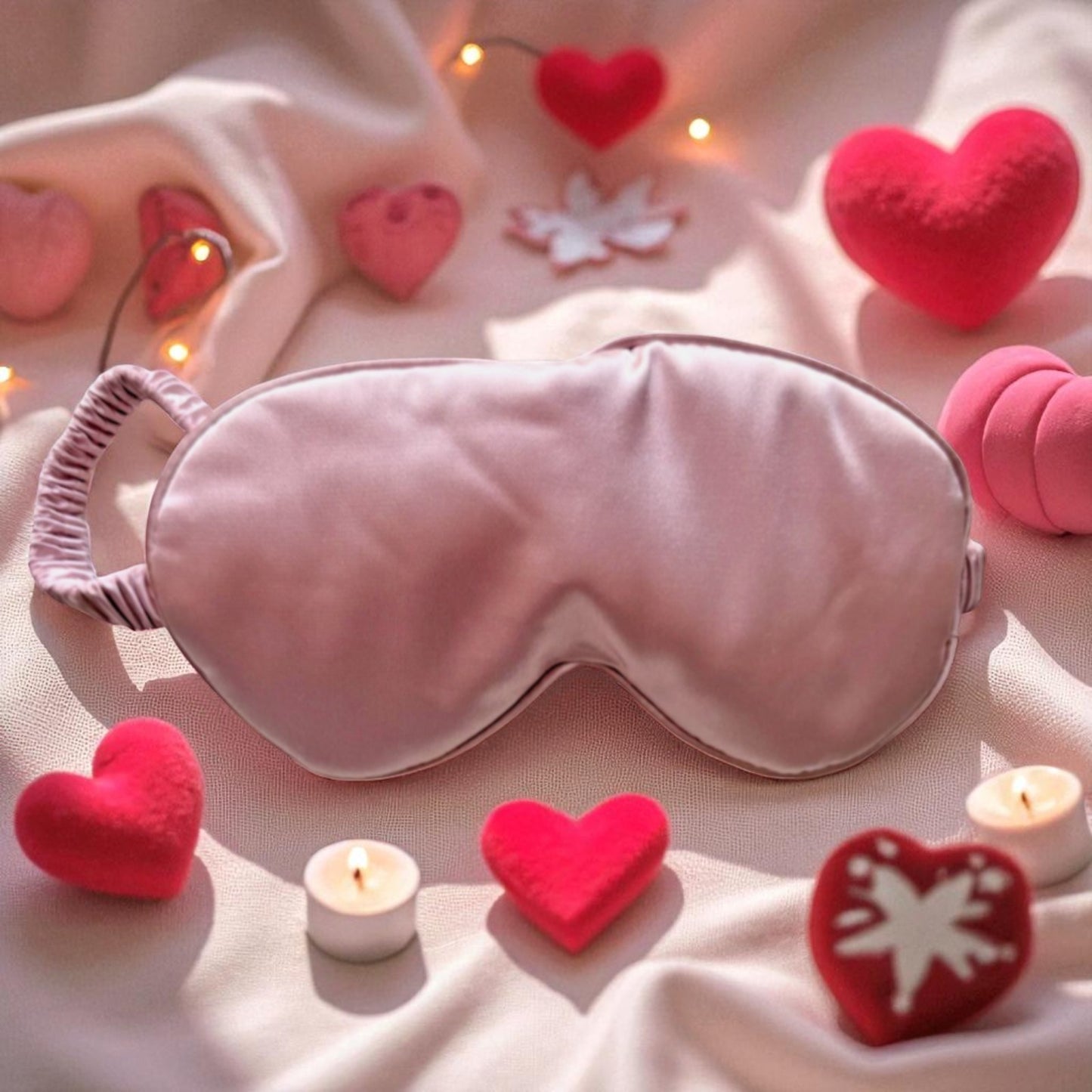 NEW Satin Pillow Case & Sleep Mask Set in Pink in nice gift bag