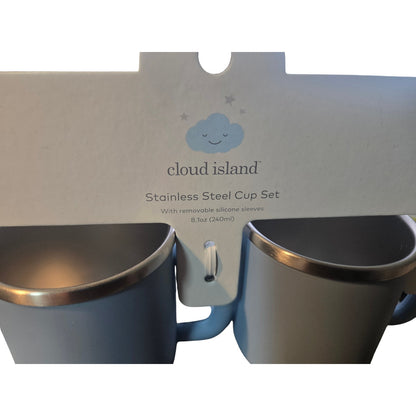 Cloud Island 8.1 oz Stainless Steel Cup w/ Removable Sleeve - Blue- Set of 2