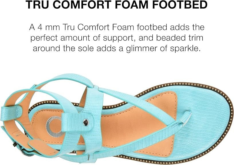 Journee Collection Women's Tru Comfort Foam Tangie Sandal - Blue- Size 8