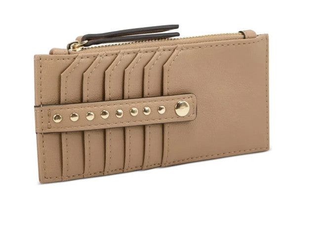 INC Hazell Card Case with Coin Section | Camel Gold | Coin Pocket | 9 Card Slot