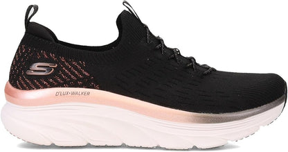 Skechers Women's D'lux Walker Let It Glow Sneaker - 149366 - Black & Rose Gold