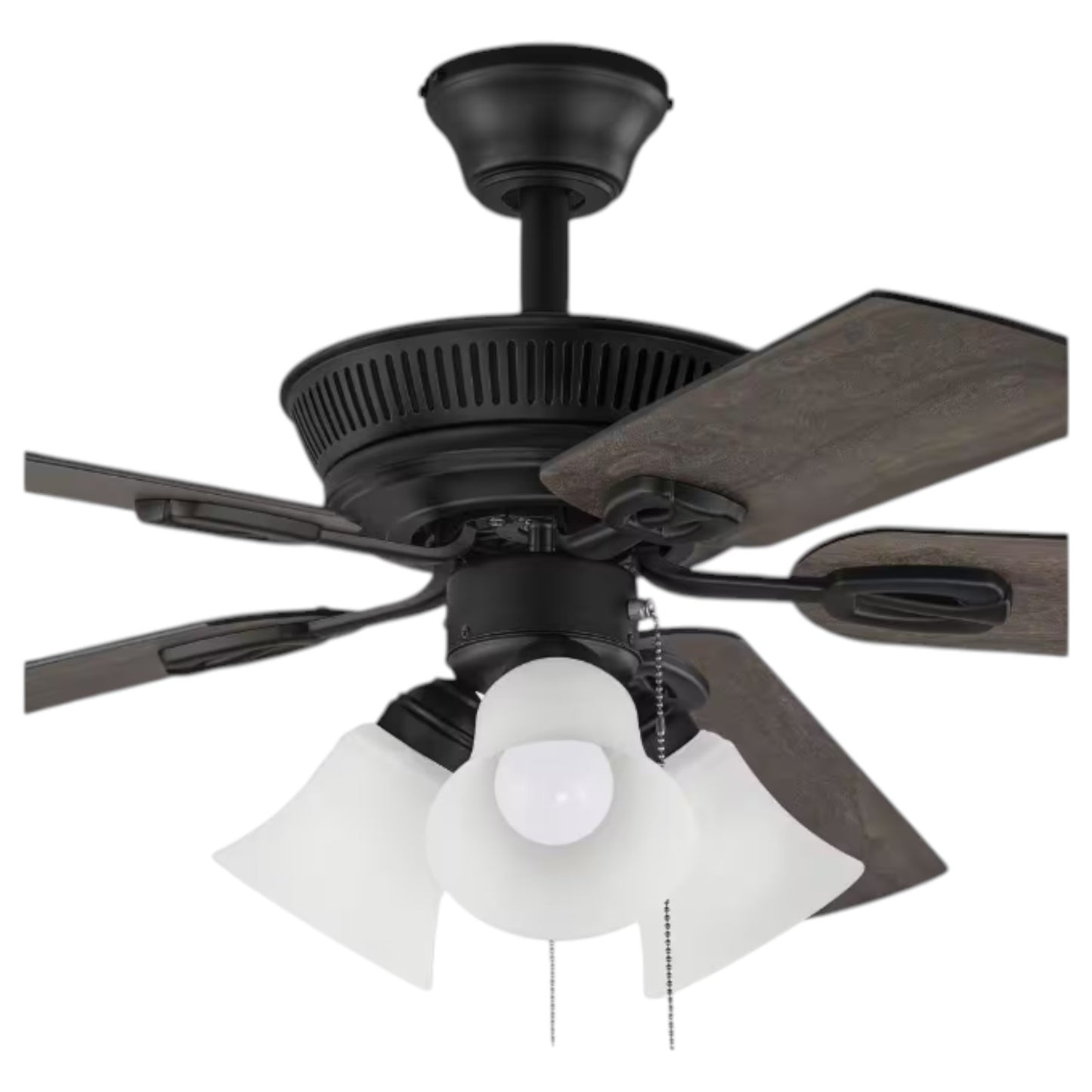 Hampton Bay Glendale III 52 in. LED Indoor Matte Black Ceiling Fan with Light