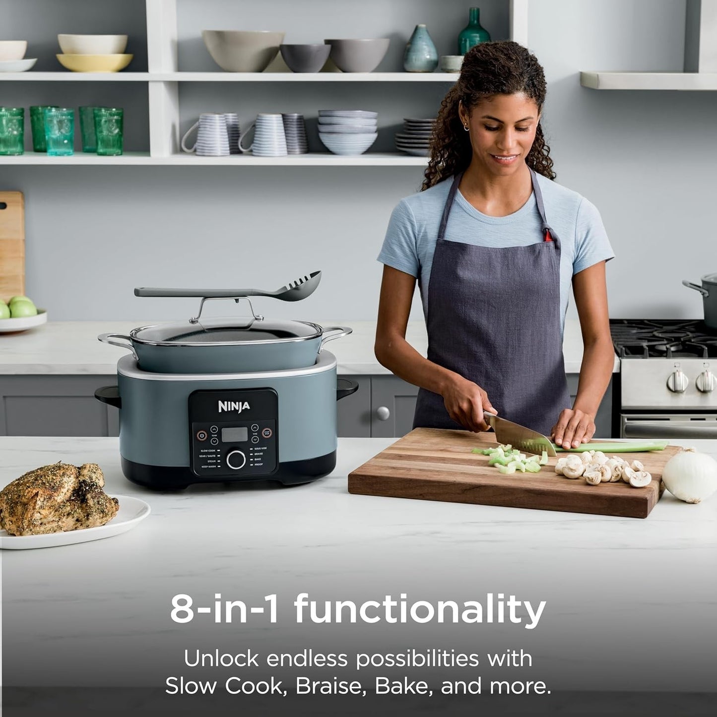 Ninja MC1001 - Foodi PossibleCooker PRO, 8.5qt Multi-Cooker - Sea Salt Grey