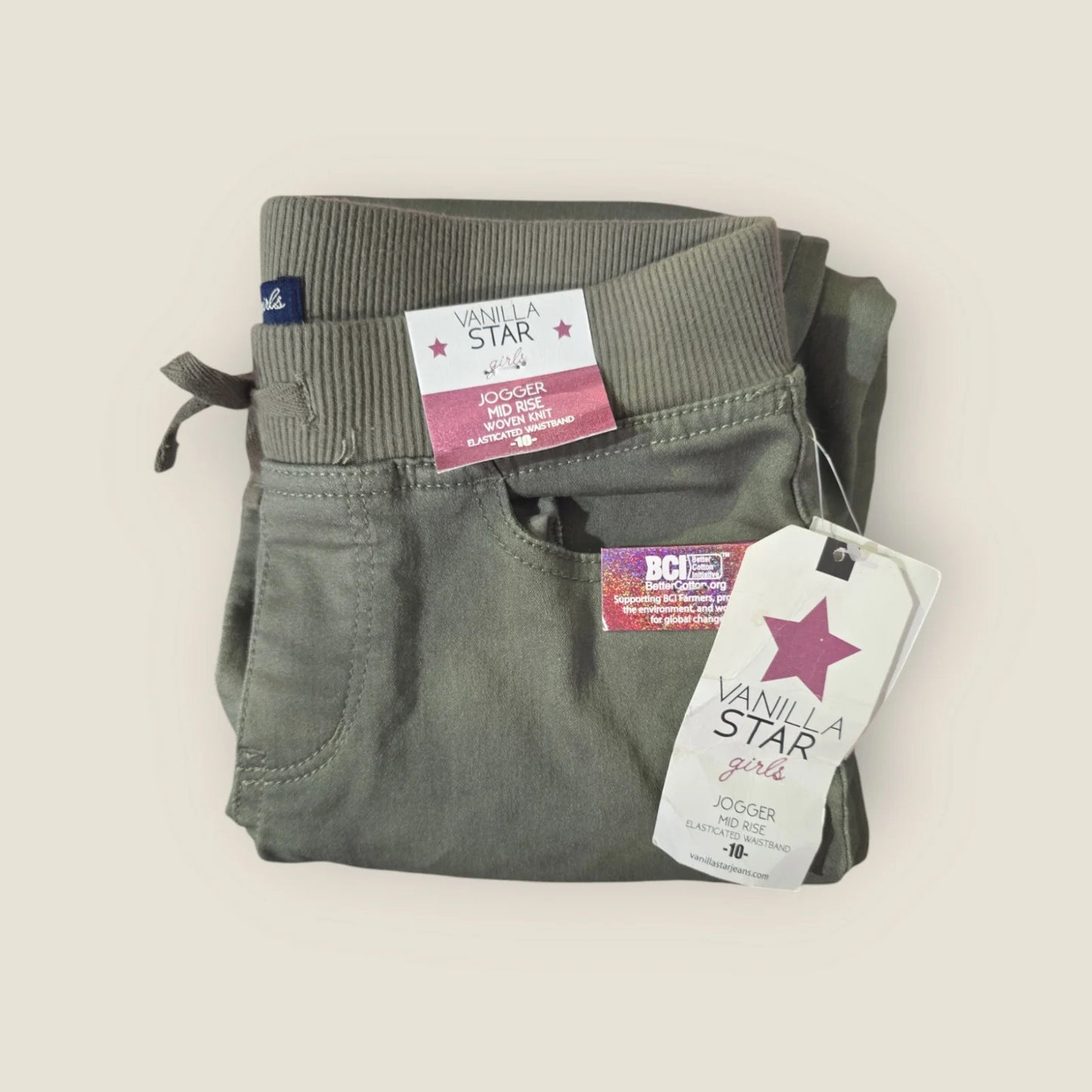 Vanilla Star Girl's Mid-Rise Jogger, Olive Green