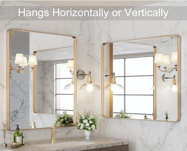 LOAAO 30"x36" Gold Metal Framed Bathroom Mirror (G7690)