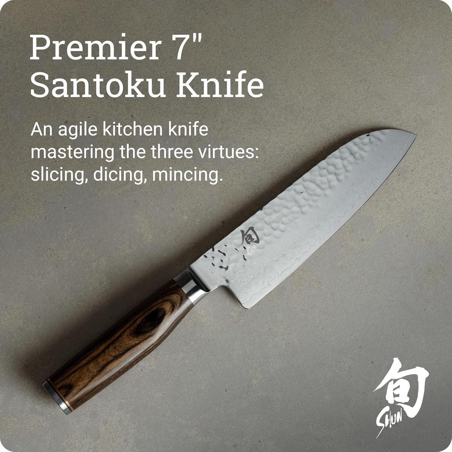 Shun Premier 7" Santoku Knife - TDM0702 - Walnut, Contoured Pakkawood Handles