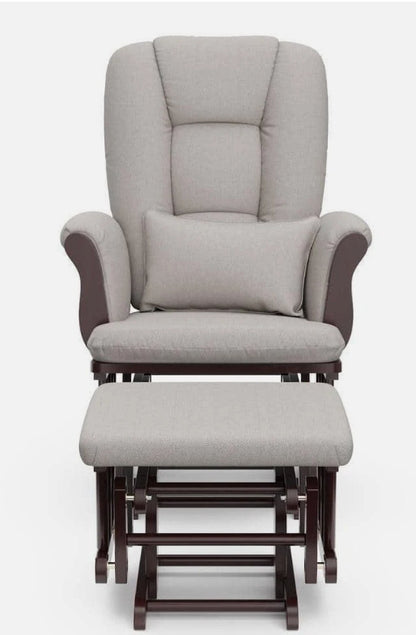 StorkCraft Tuscany Custom Glider and Ottoman in Espresso and Taupe