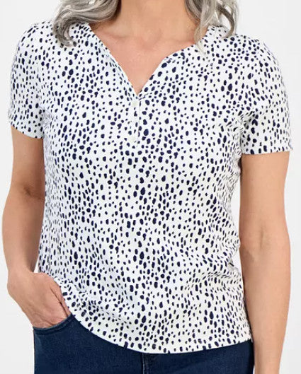 Style&co Women's Floral Print short Sleeve Top NWT