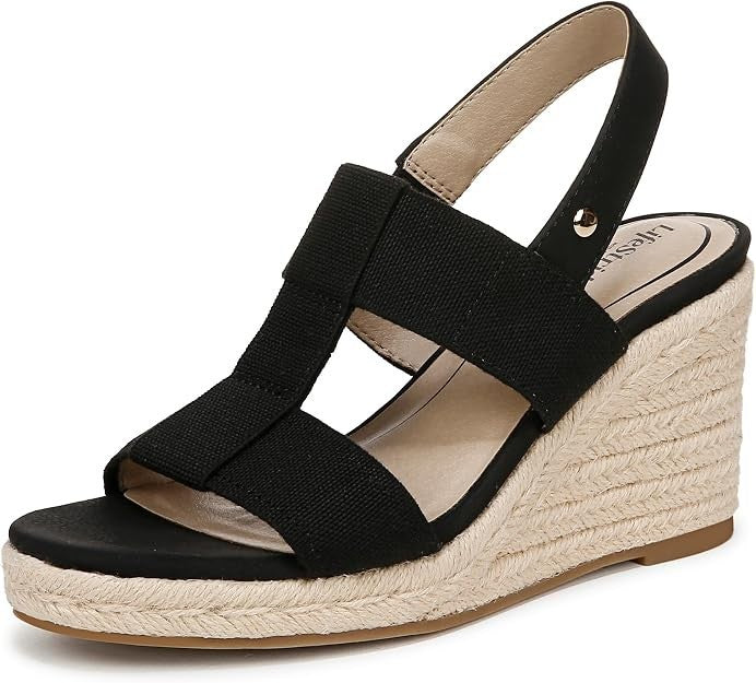Women's LifeStride Tallulah - Black - Espadrille Wedge Sandal - Cushioned - Sz 8