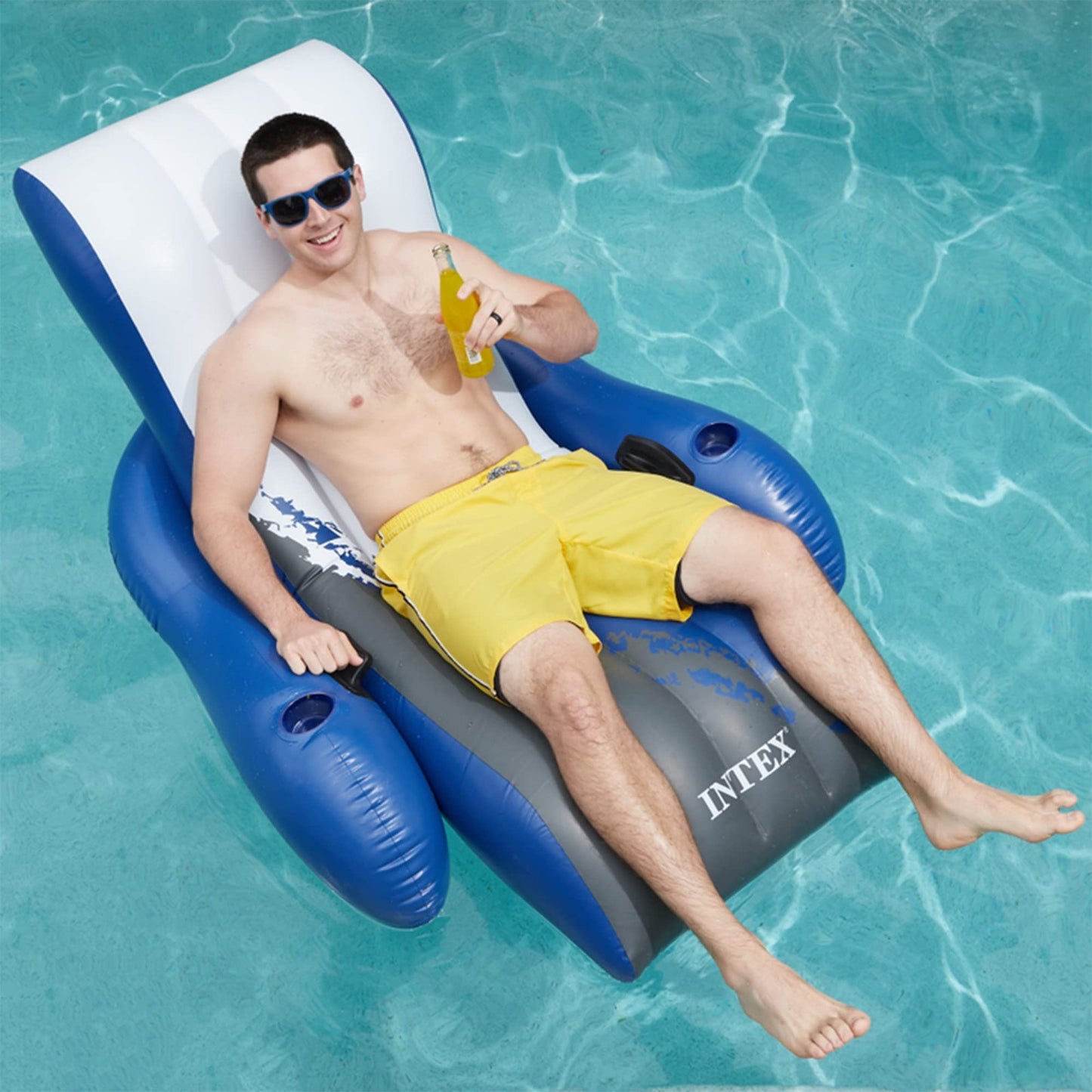 Intex Durable 18 Gauge Vinyl Inflatable Comfortable Pool Float Recliner Lounges