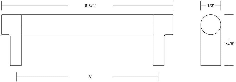 Emtek 84056.RECUS19 Select Smooth Cabinet Pull | Flat Black | 8 inch