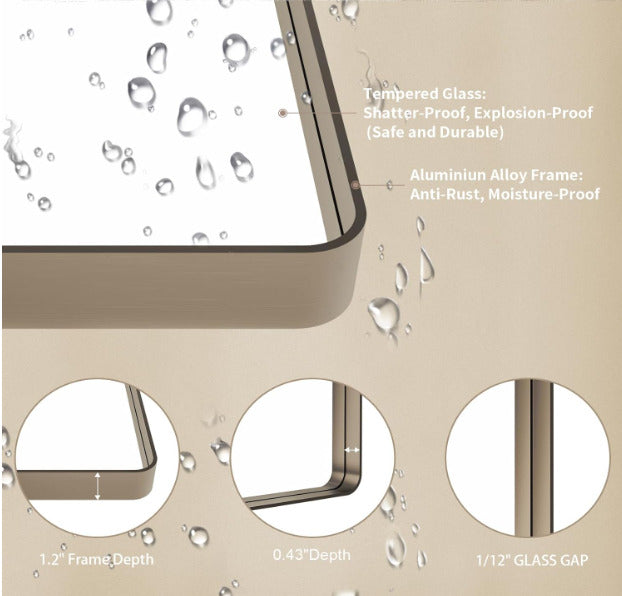 LOAAO 22”X30” Bronze Rounded Rectangle Metal Frame Bathroom Mirror (C5676)