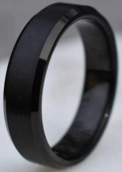 6mm Black PVD Beveled Edge Tungsten Band