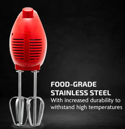 OVENTE Portable 5 Speed Hand Mixer W/ SS Whisk Beaters - Red - No Storage Case