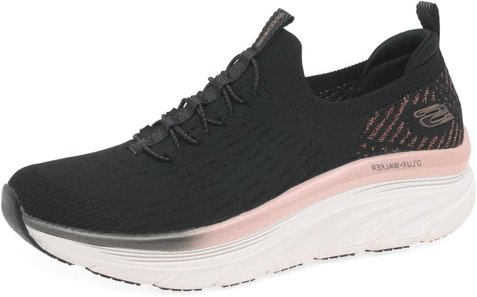 Skechers Women's D'lux Walker Let It Glow Sneaker - 149366 - Black & Rose Gold