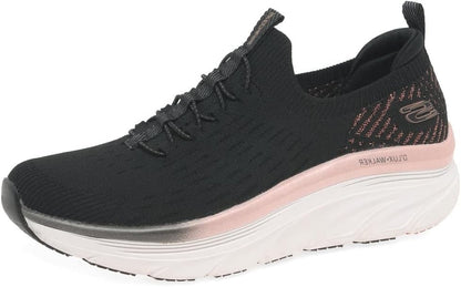 Skechers Women's D'lux Walker Let It Glow Sneaker - 149366 - Black & Rose Gold