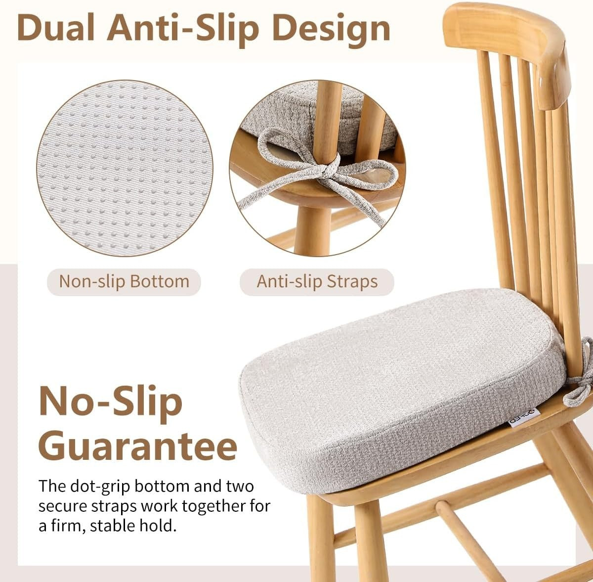 6 Chair Cushions for Dining Chairs, D-Shaped Seat Cushions, Removable, Washable