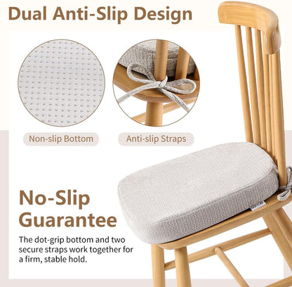 6 Chair Cushions for Dining Chairs, D-Shaped Seat Cushions, Removable, Washable