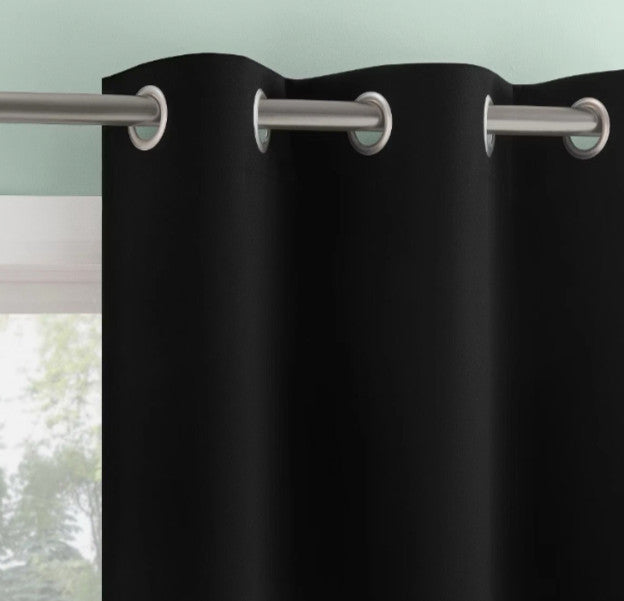 Sun Zero Tedrow 100% Blackout Grommet Black Curtain 2 Panel Pair, 37"W x 63"L