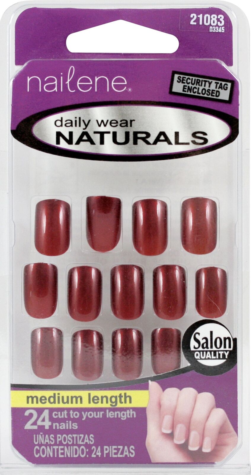 Nailene Studio Nails ~ 24 Nails (21083 Dark Maroon)