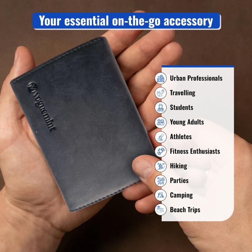 VogueMint Wallet for Men - Slim Minimalist RFID Blocking Genuine Leather Wallet