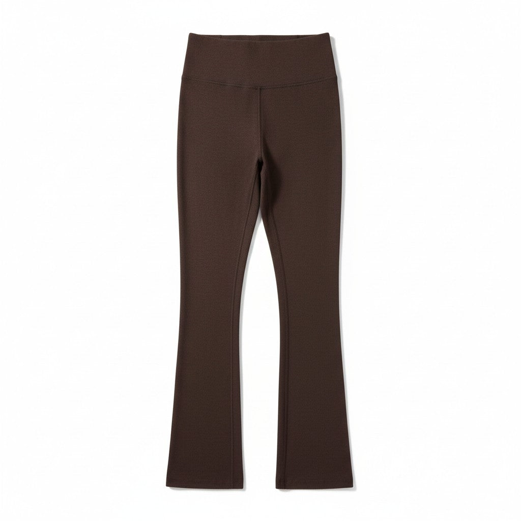 Kirkland Signature Women's Brown Stretch Brushed Mini Flare Yoga Pant w/ Pockets