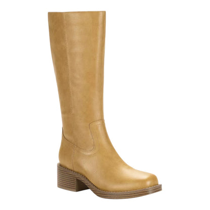 Wild Pair Women's Warblerr Square Toe Tall Boots Block Heel Beige