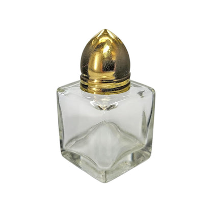 Clear Glass Mini Cube Salt & Pepper Shakers with Gold-tone Tops - 1/2 ounce each