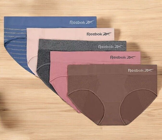 Reebok Women's 5-Pack Seamless Hipsters Multi, M(8-10)