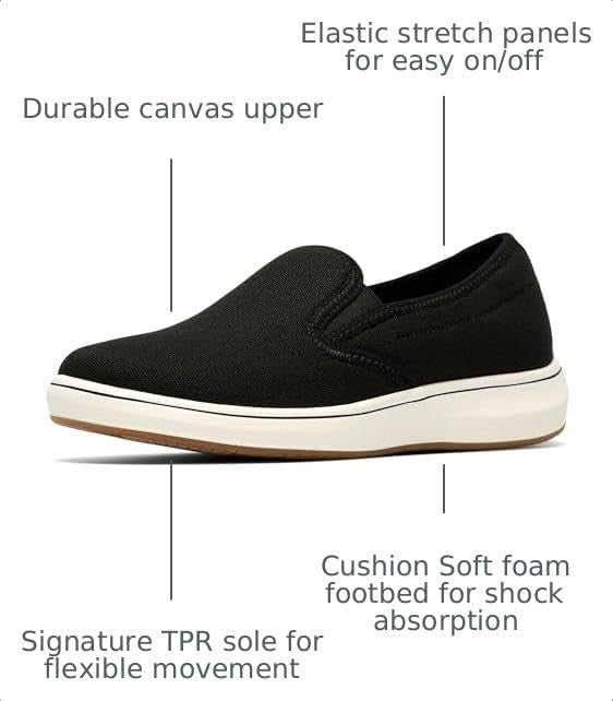 Clarks Women's Breezesky Zoe Canvas Loafers - Black - Size 6.5