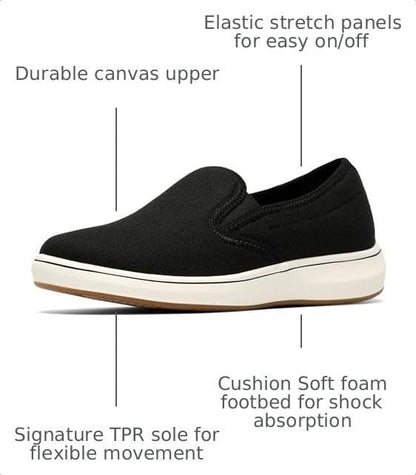 Clarks Women's Breezesky Zoe Canvas Loafers - Black - Size 6.5