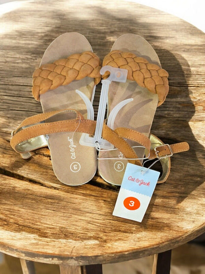 Cat & Jack Girl's Amelia Sandals, Cognac, Size 3