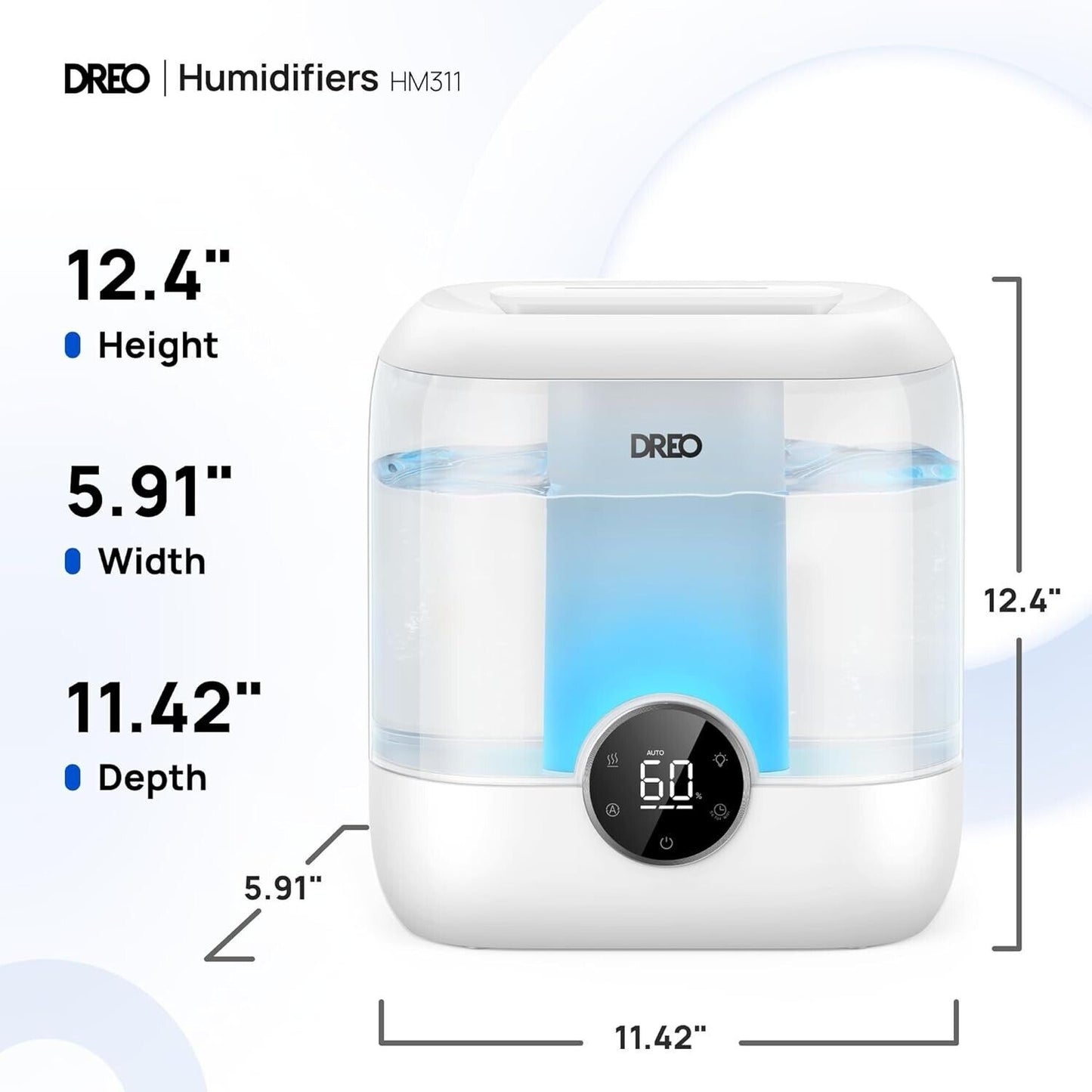 Dreo 6L Top Fill Humidifier, 60H Runtime, 28 dB Quiet Supersized, Large Room