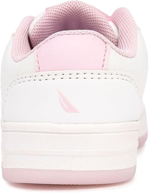 Nautica Girls Fashion Shoe | Lace-Up Low-Top Sneakers White Iridescent Pink-Scie