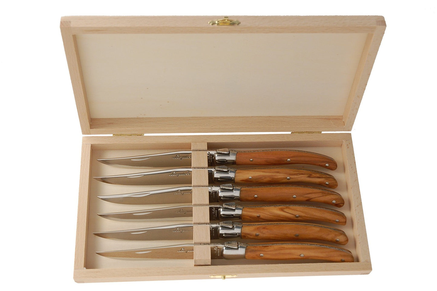 LAGUIOLE Jean Dubost Knives with Olive Wood Handles, Small, Brown, Set of 6