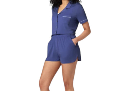 Gap 2 Piece Pajamas Set Women’s Sz Large Black Shorts Button Top Rayon Stretch