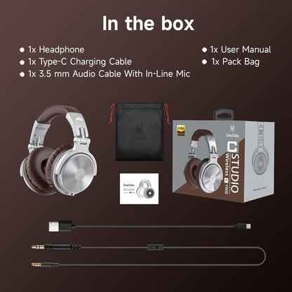 OneOdio Pro-C Bluetooth Over Ear Headphones, Wireless/Wired, Brown or Black