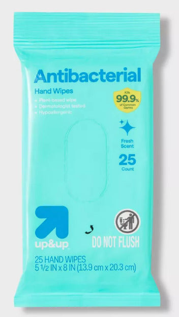 Antibacterial Wipes on the Go Travel Wipes, Fresh Scent, 25 Count